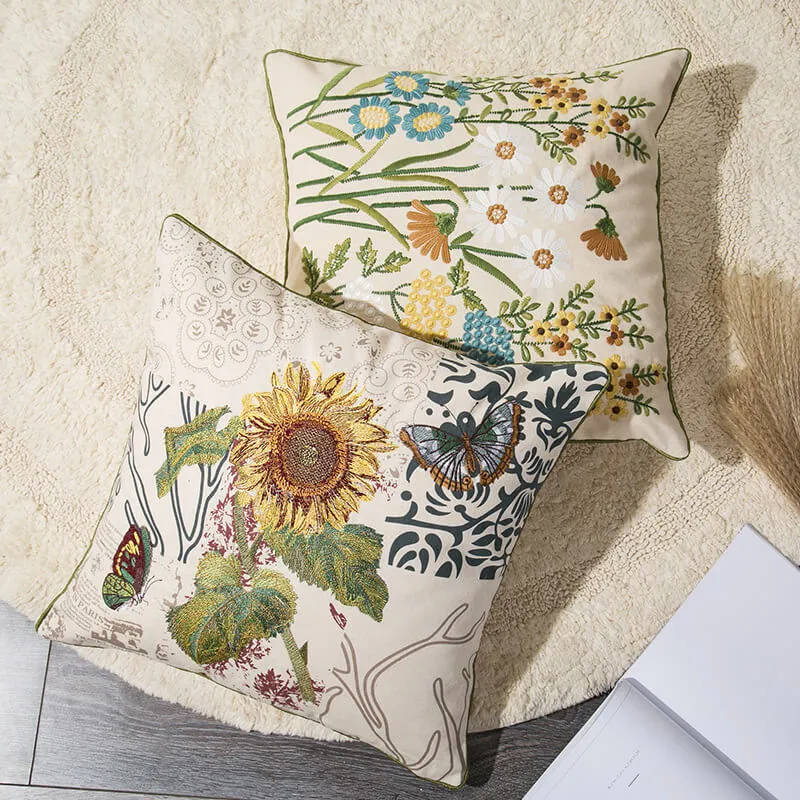 Ownkoti Kissenbezug mit Vintage-Blumenmotiv, Kissenbezug