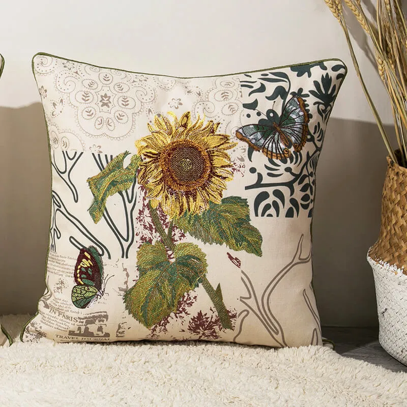 Ownkoti Kissenbezug mit Vintage-Blumenmotiv, Kissenbezug