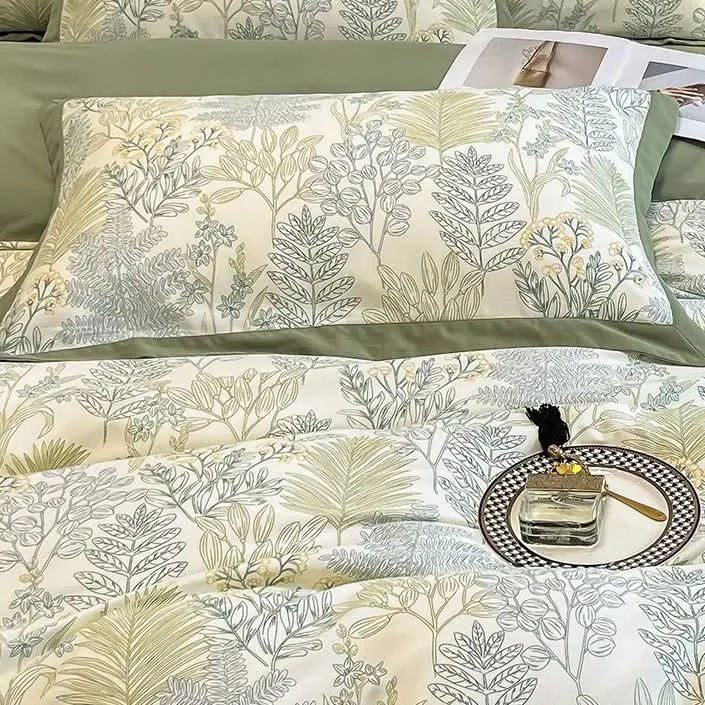 Bettwäscheset „Rural Leaf“ aus gebürsteter Baumwolle (4-teilig)