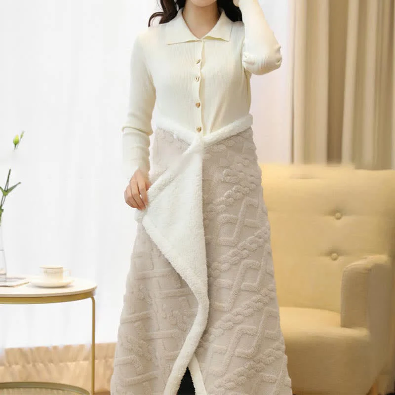Warme Fleece-Schaldecke mit Argyle-Muster
