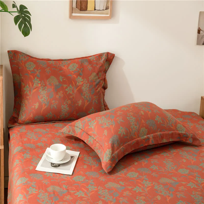 Weiches Spannbettlaken aus Baumwollgaze mit Vintage-Blumenmuster