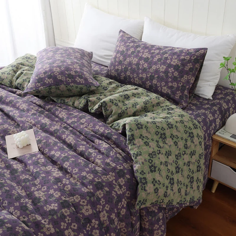 Weiche Kissenbezüge aus Baumwollgaze-Jacquard mit Blumenmuster (2 Stück)