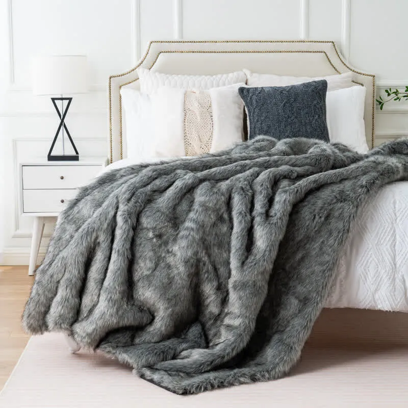 Winter Luxuriöse Kunstfell-Überwurfdecke
