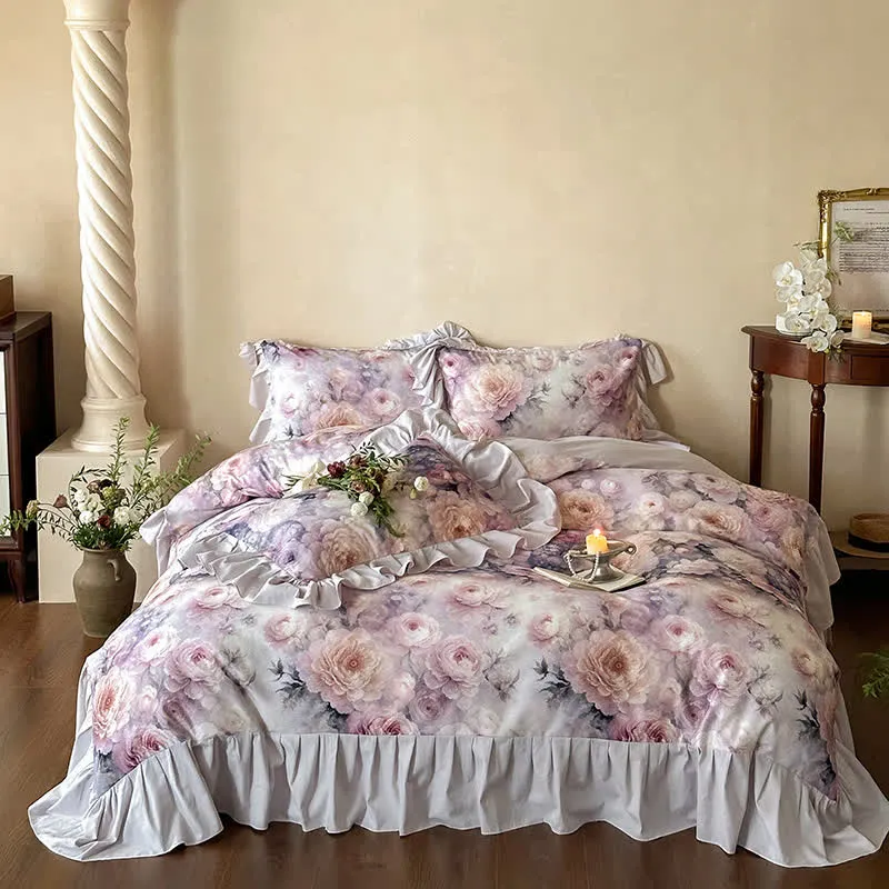 Romantisches Countryside Rose Baumwoll-Bettwäscheset (4-teilig)