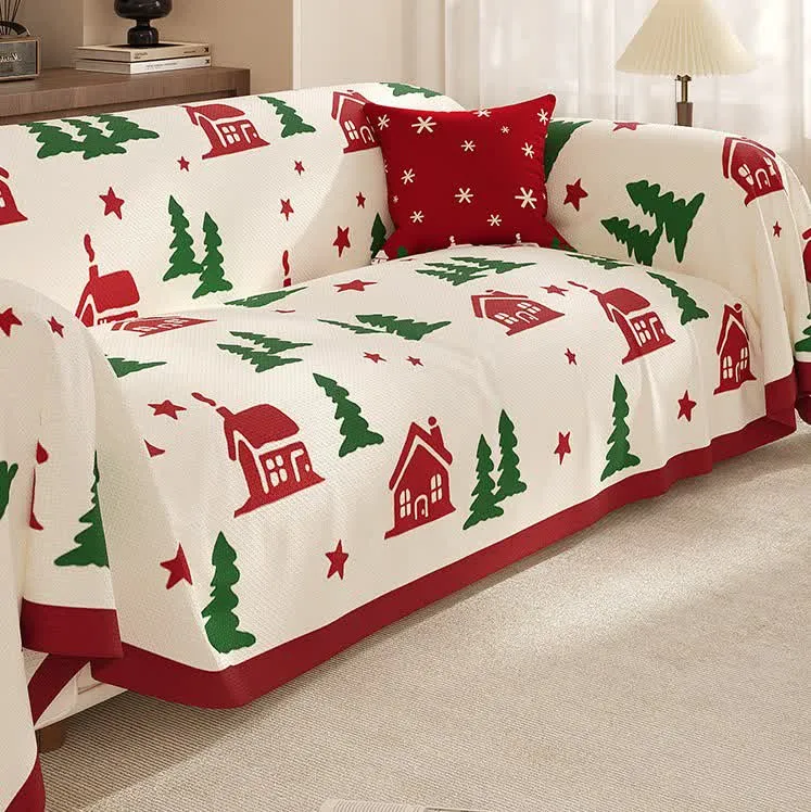 Weihnachtlicher, festlicher, weicher, rutschfester Sofabezug