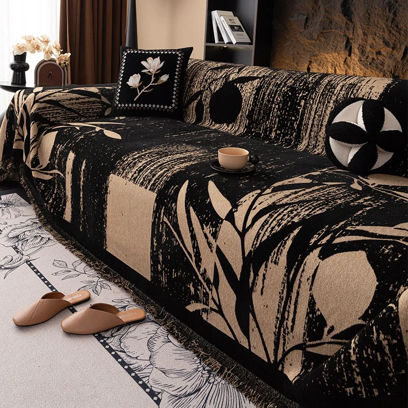Chenille Moderner Luxus-Sofabezug mit Pflanzenmotiv