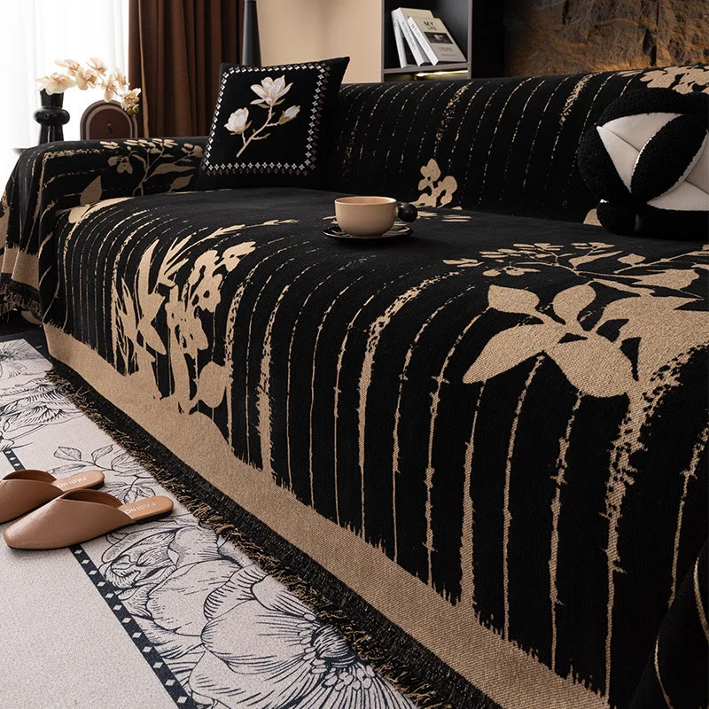 Chenille Moderner Luxus-Sofabezug mit Pflanzenmotiv