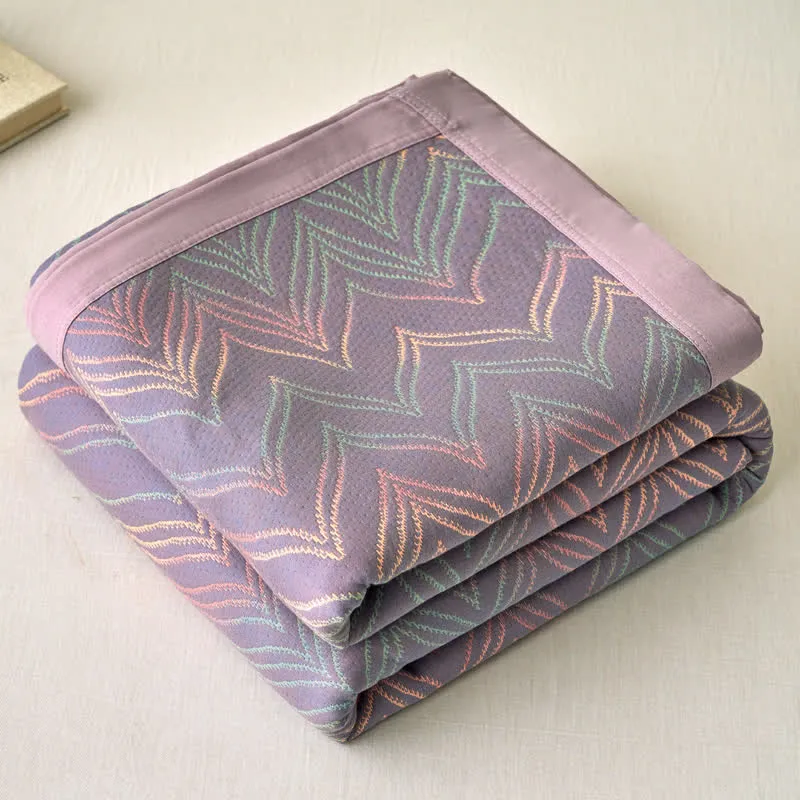 Atmungsaktive Jacquarddecke aus garngefärbter Baumwollgaze