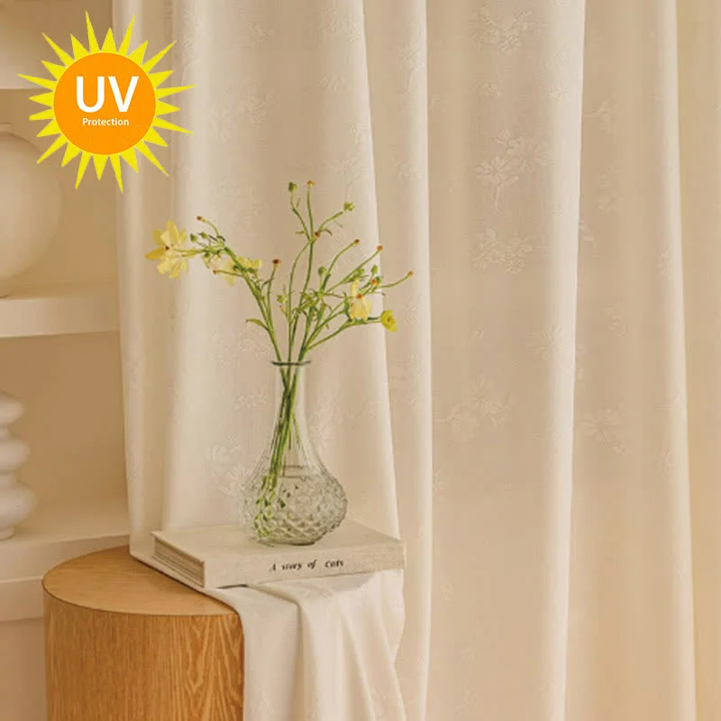 Transparenter Vorhang aus französischem Jacquard mit Blumenmuster