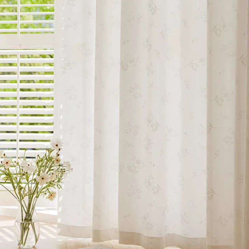 Transparenter Vorhang aus französischem Jacquard mit Blumenmuster