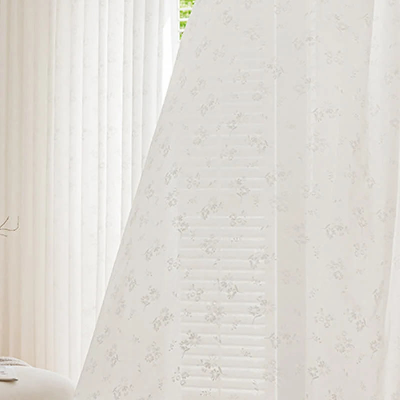Transparenter Vorhang aus französischem Jacquard mit Blumenmuster