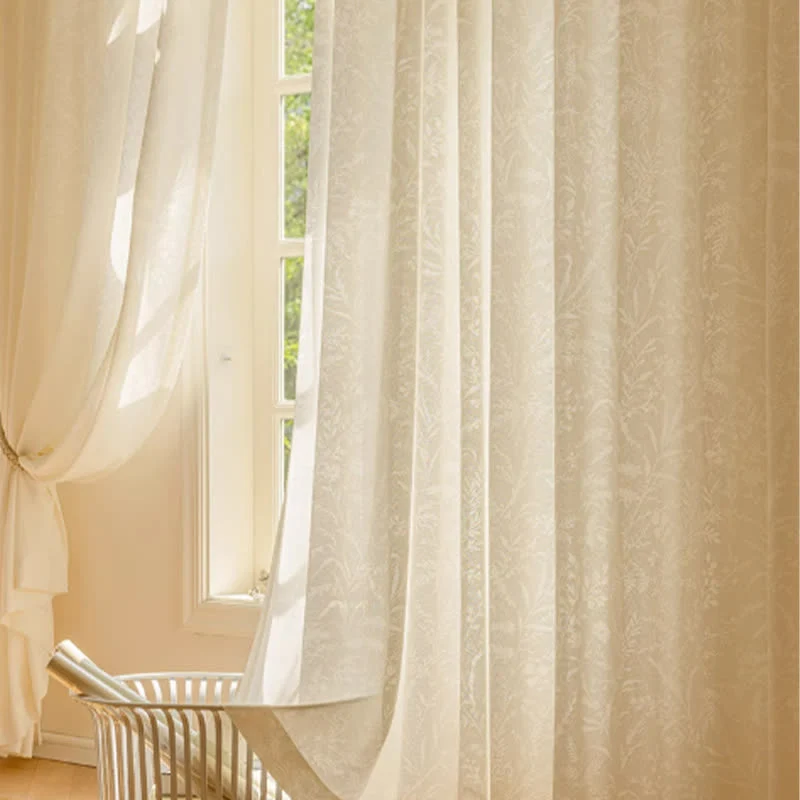 Transparenter Vorhang aus französischem Jacquard mit Blumenmuster
