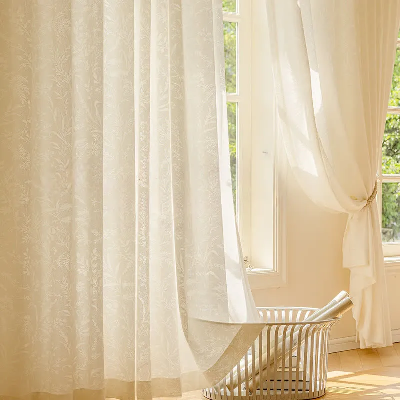 Transparenter Vorhang aus französischem Jacquard mit Blumenmuster