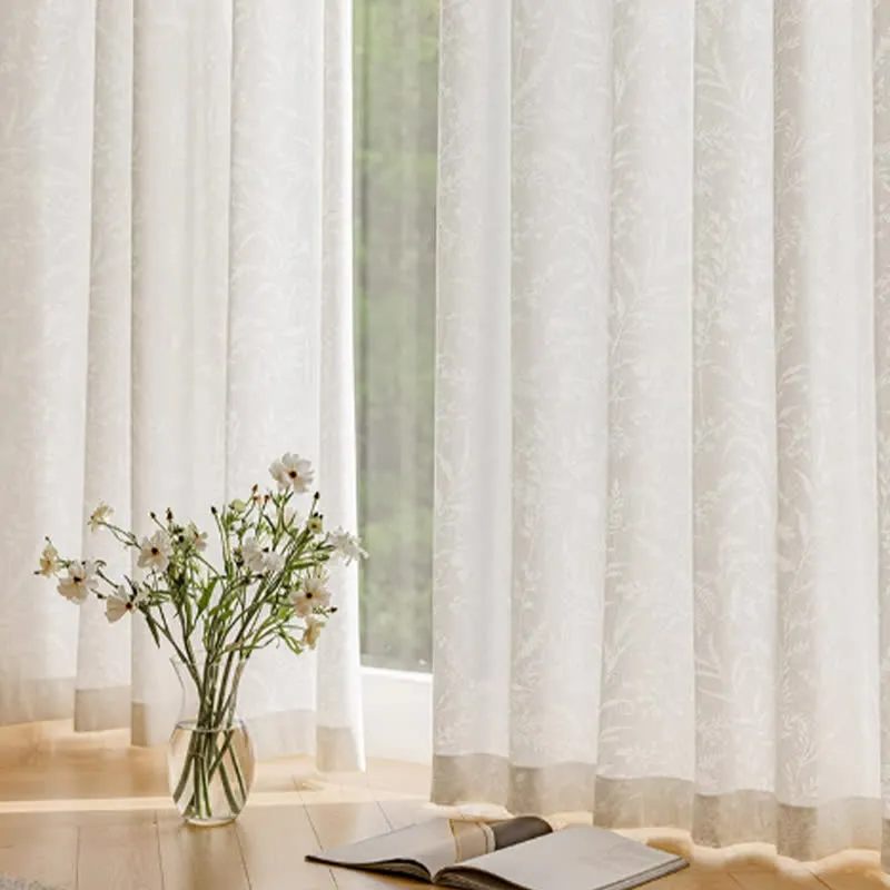 Transparenter Vorhang aus französischem Jacquard mit Blumenmuster