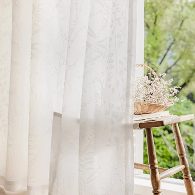 Transparenter Vorhang aus französischem Jacquard mit Blumenmuster
