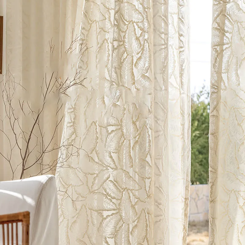 Französischer Vintage-Vorhang mit Blumenblättern