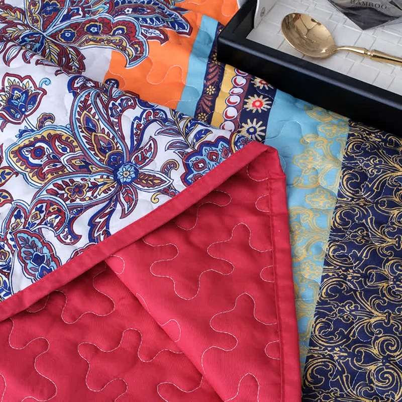 Bettwäscheset mit Steppdecke und weicher Tagesdecke im Bohemian-Stil (3-teilig)