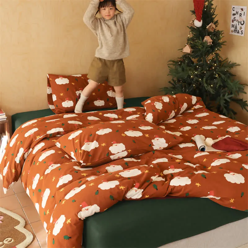 Weihnachtsmann-Bettwäscheset aus reiner Baumwolle (4-teilig)