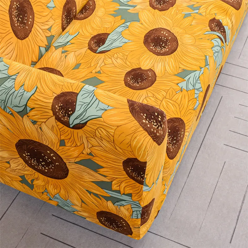 Elastischer, dehnbarer Couchbezug mit Sonnenblumenmotiv