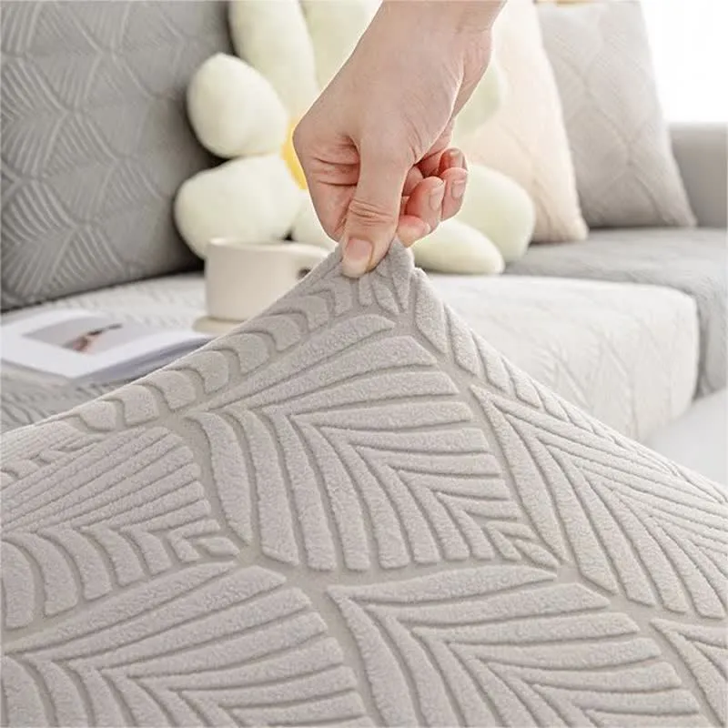 Einfarbiger Jacquard-Sofabezug mit Blattstruktur