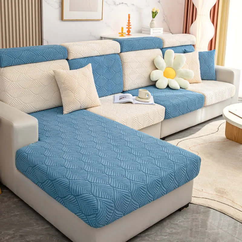 Einfarbiger Jacquard-Sofabezug mit Blattstruktur