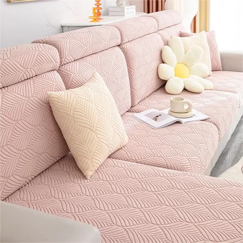 Einfarbiger Jacquard-Sofabezug mit Blattstruktur