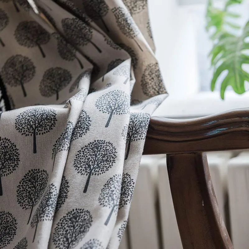 Vorhang aus Baumwollleinen im Landhausstil mit Baummotiv