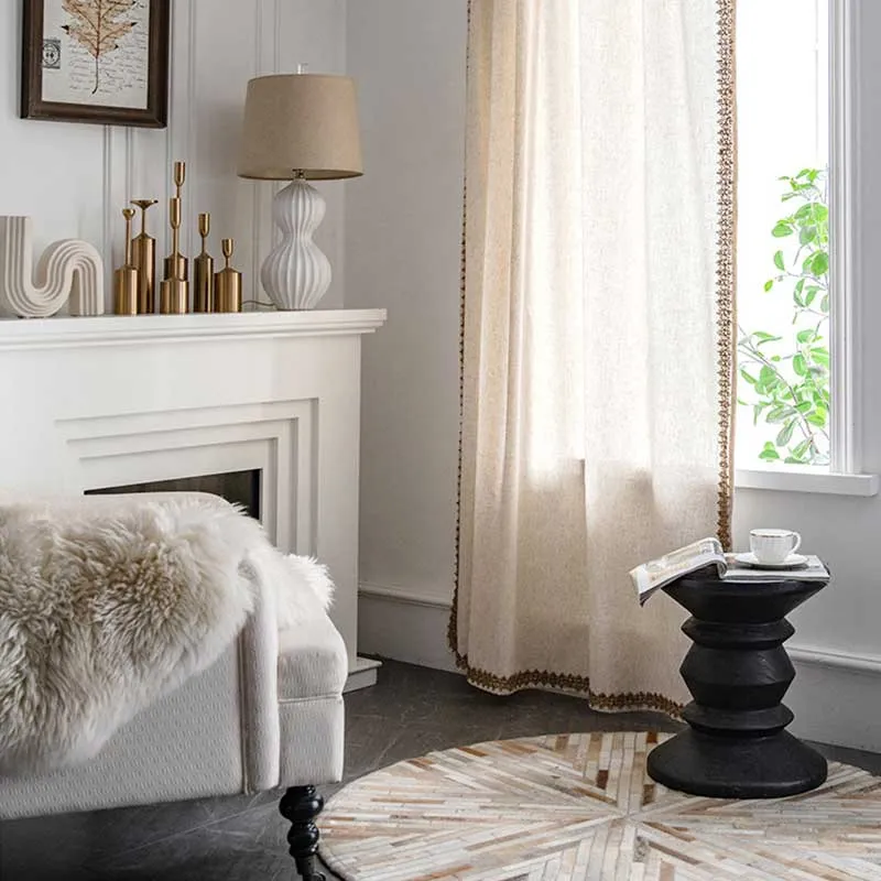 Halbverdunkelnder Vorhang im Bohemian-Stil in Beige