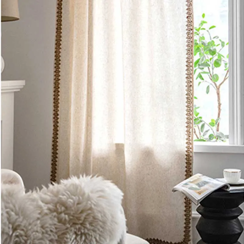 Halbverdunkelnder Vorhang im Bohemian-Stil in Beige