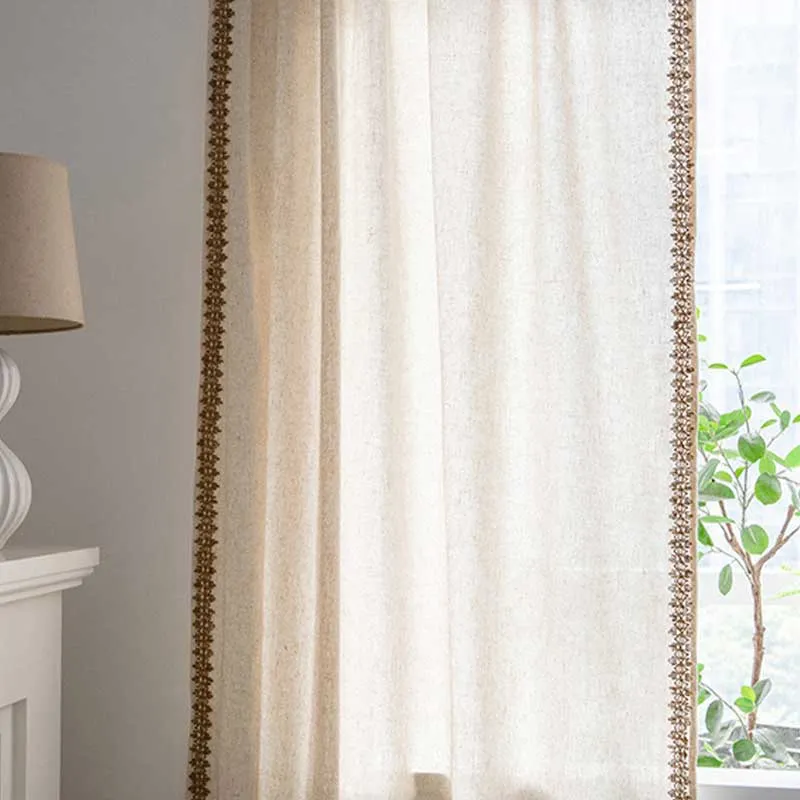 Halbverdunkelnder Vorhang im Bohemian-Stil in Beige