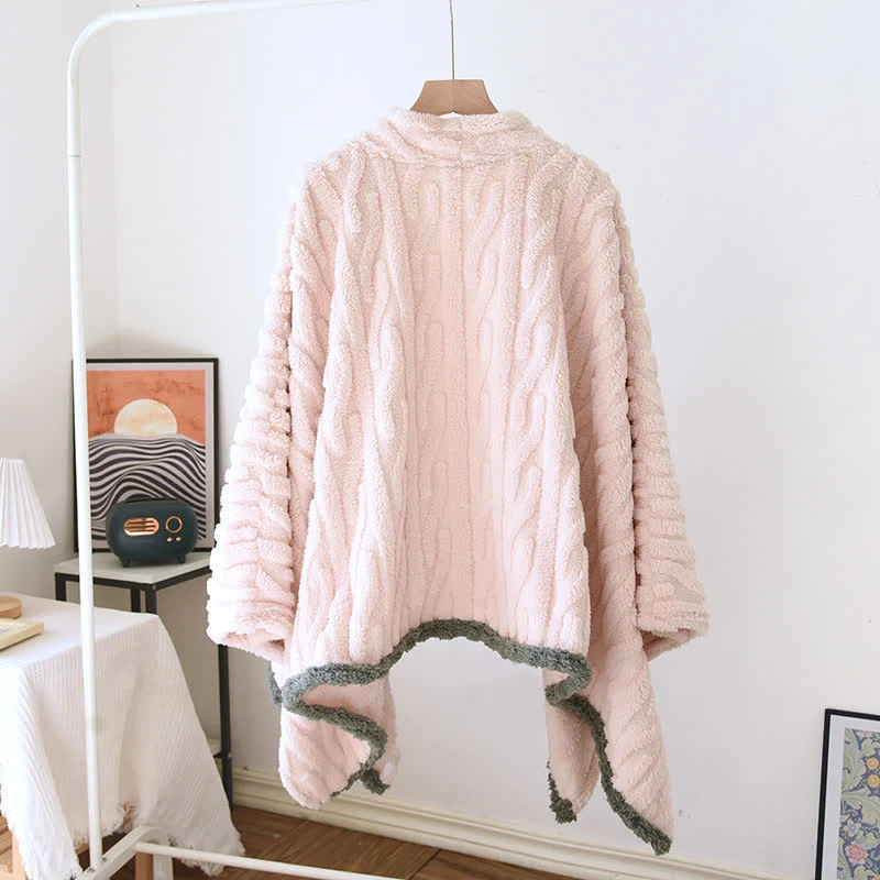 Warmer Fleece-Schal mit Retro-Stickerei