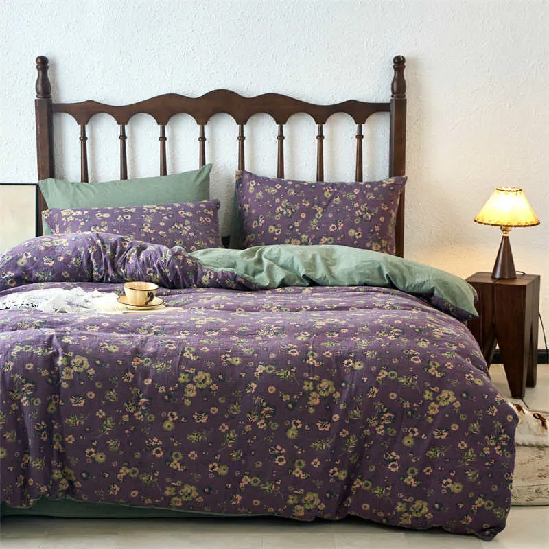 Bettwäscheset mit Jacquard-Gaze und Blumenmuster (4-teilig)