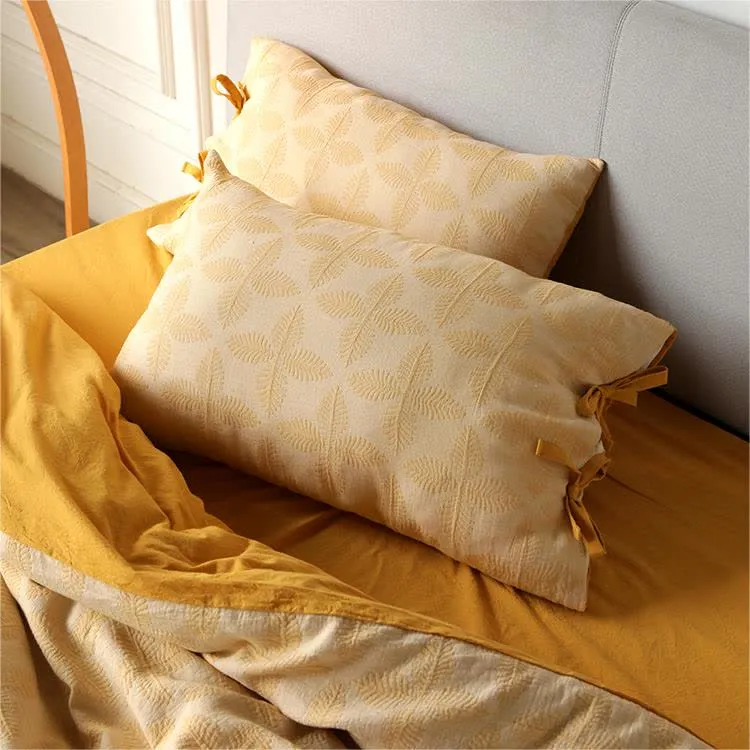 Bettwäscheset aus Baumwollgaze mit Jacquard-Krawatte (4-teilig)