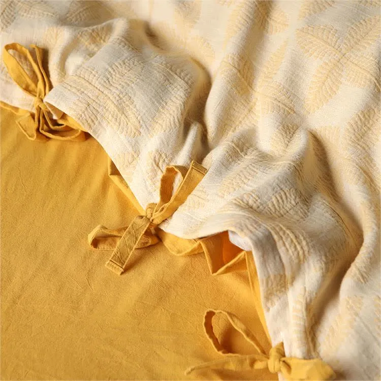 Bettwäscheset aus Baumwollgaze mit Jacquard-Krawatte (4-teilig)