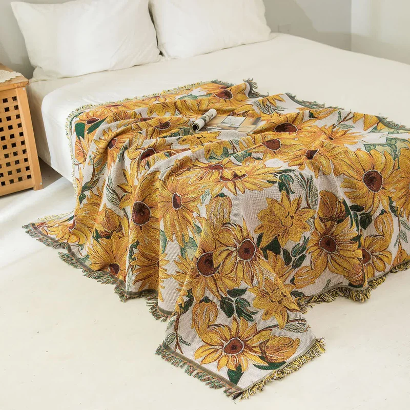 Ländlicher Wandteppich mit Sonnenblumenquaste