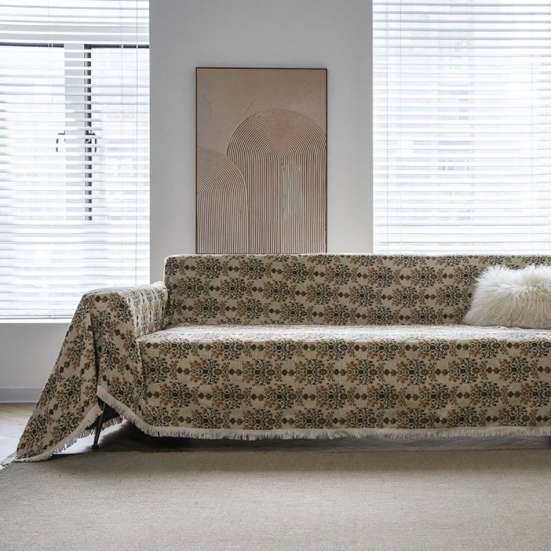 Sofaschoner mit Jacquard-Quaste und Pflaumenblütenmuster