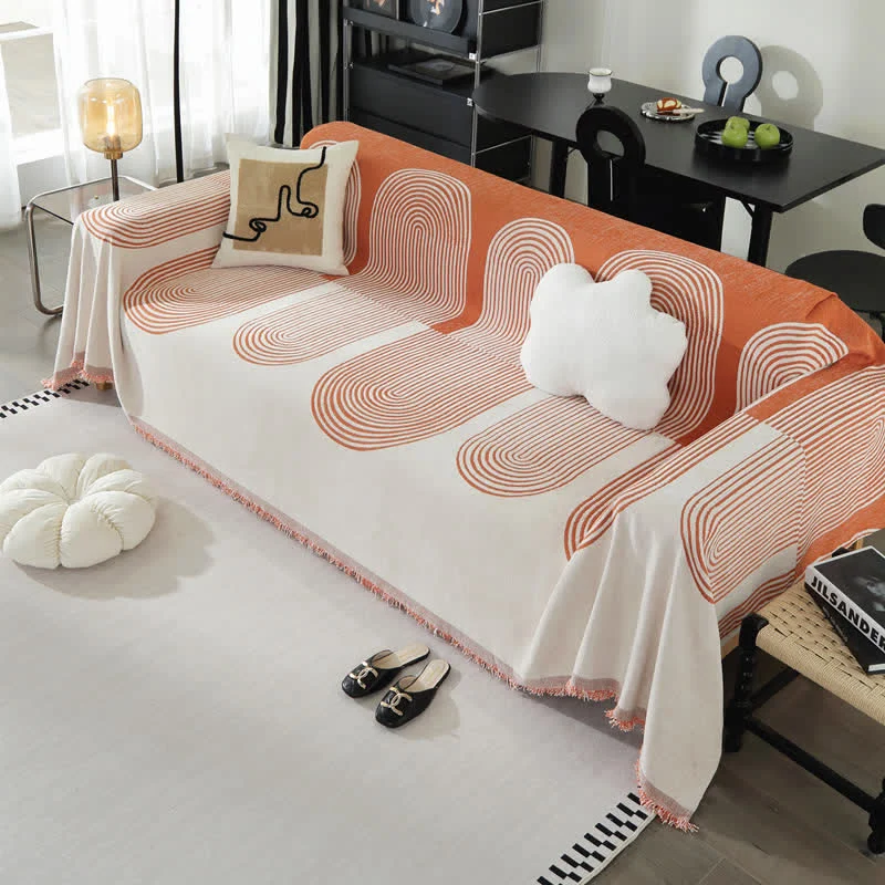 Moderner geometrischer Chenille-Couchbezug