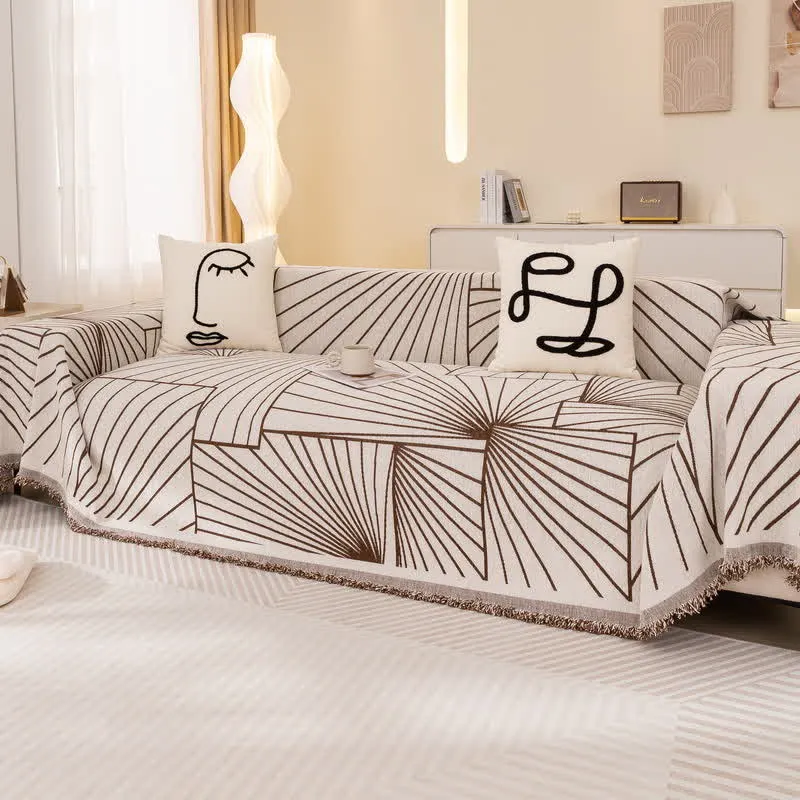 Chenille-Sofaschoner mit modernen abstrakten Linien