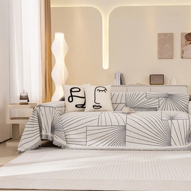 Chenille-Sofaschoner mit modernen abstrakten Linien