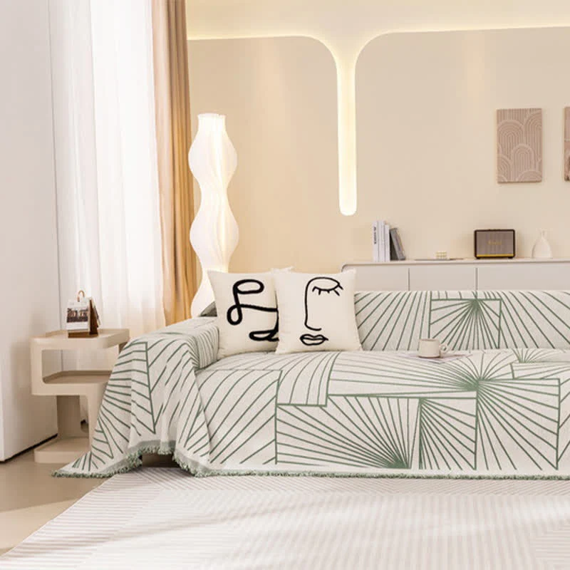 Chenille-Sofaschoner mit modernen abstrakten Linien