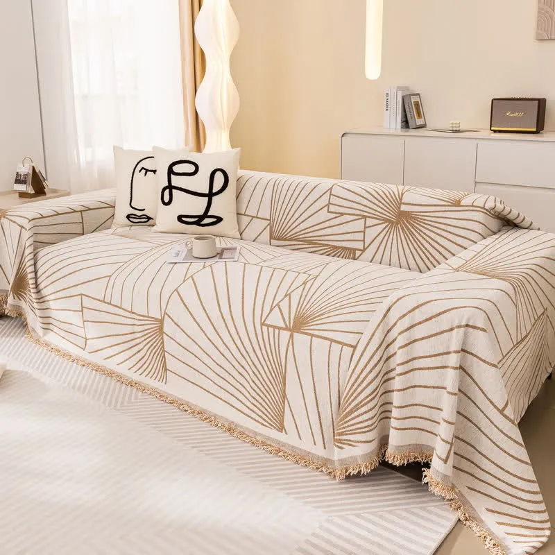 Chenille-Sofaschoner mit modernen abstrakten Linien