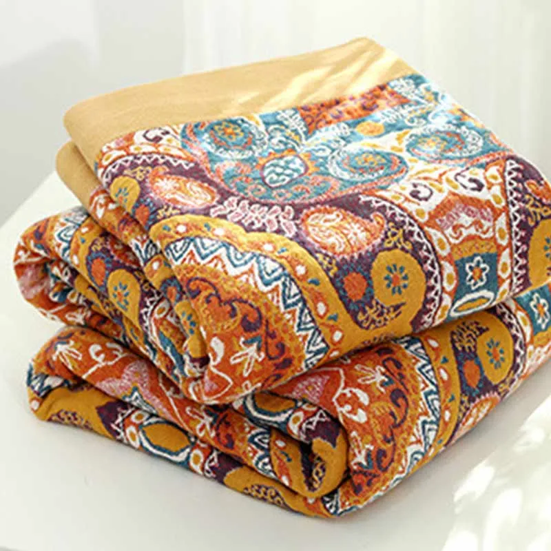 Boho-Sofadecke aus Baumwolle in Orange