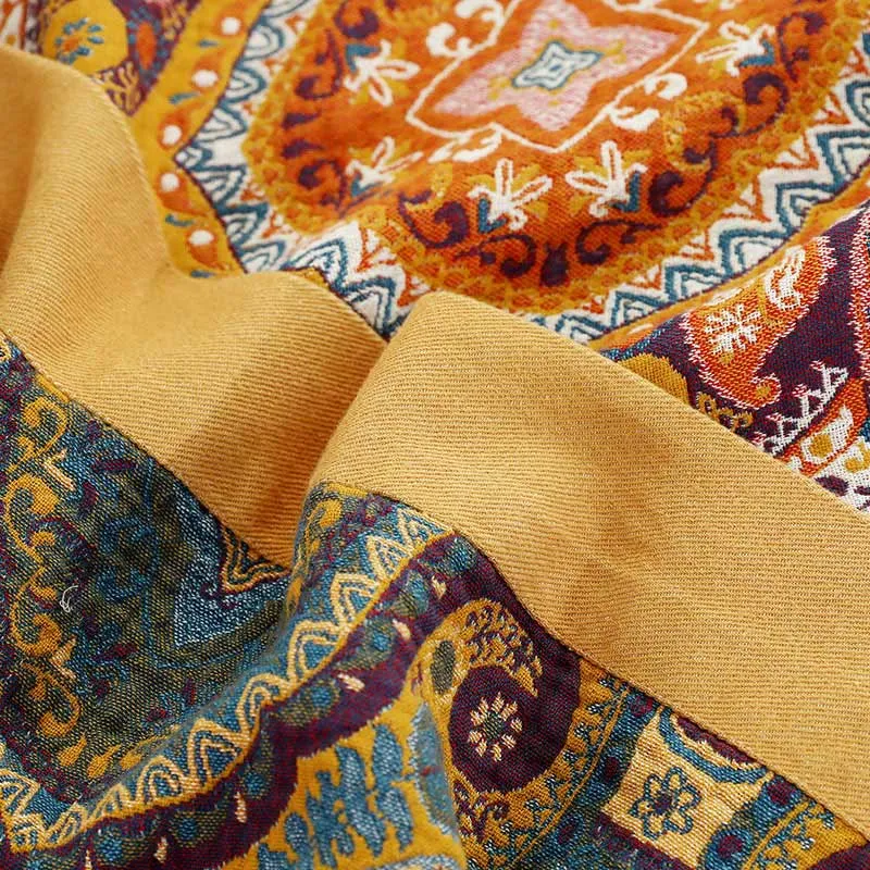 Boho-Sofadecke aus Baumwolle in Orange