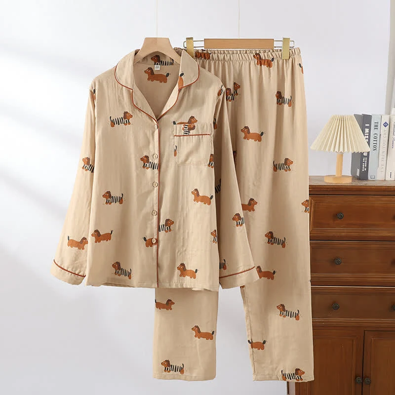 Niedliches Hunde-Pyjama-Set aus reiner Baumwolle
