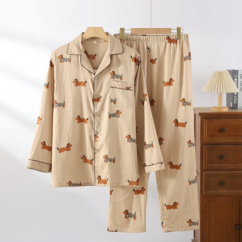 Niedliches Hunde-Pyjama-Set aus reiner Baumwolle
