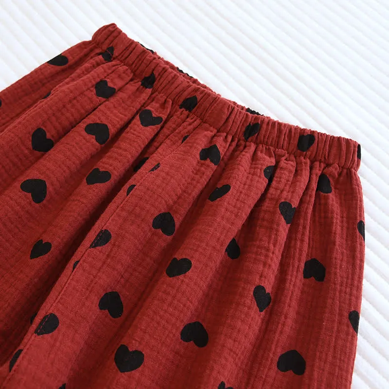 Loungewear-Set aus Baumwolle mit Jacquard-Herzrevers