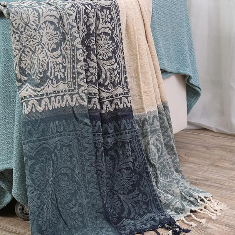 Ownkoti – Böhmische Strickschaldecke mit Blumenquaste