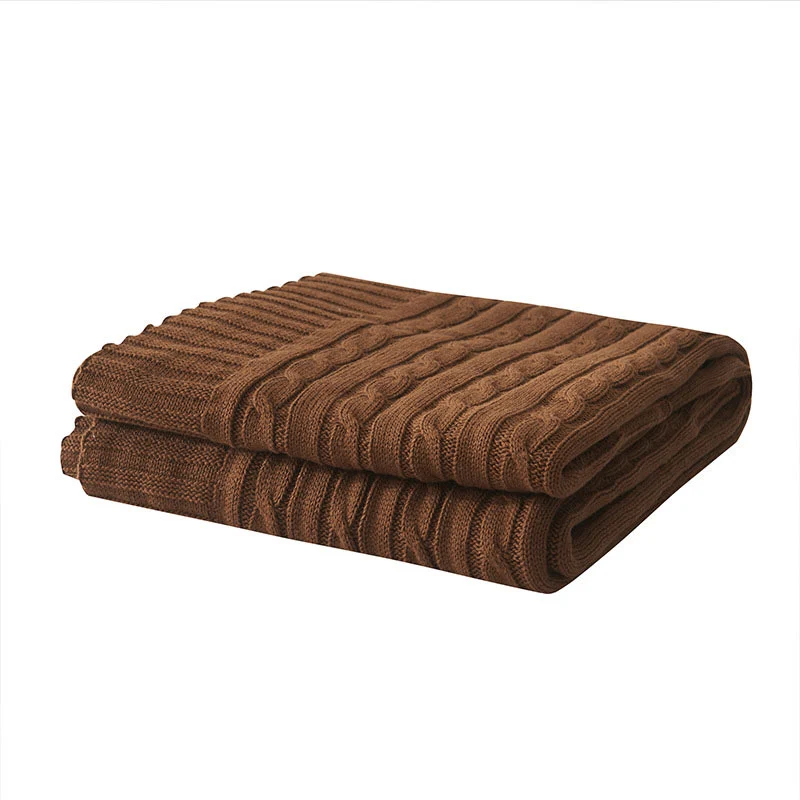 Ownkoti Einfarbige Sofa-Strickdecke aus Baumwolle