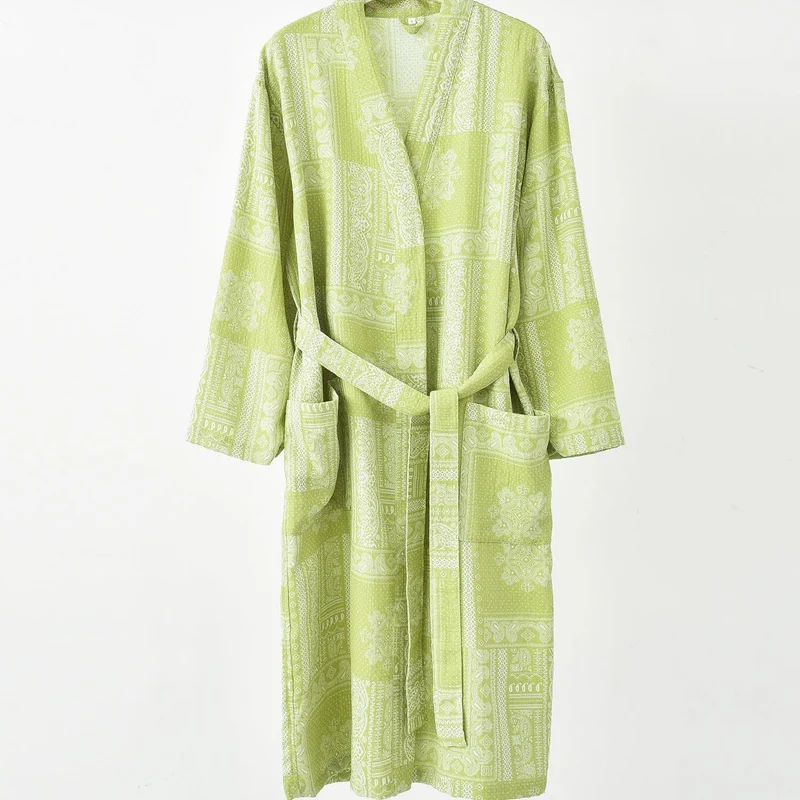 Jacquard Vintage Kimono Baumwollgaze Bademantel