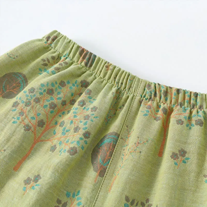Loungewear-Set aus Jacquard-Baumwolle mit Blattbaum-Print